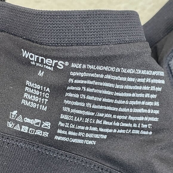 NEW Warners Womens Medium Wireless Lightly Lined Black Bra - Picture 3 of 7
